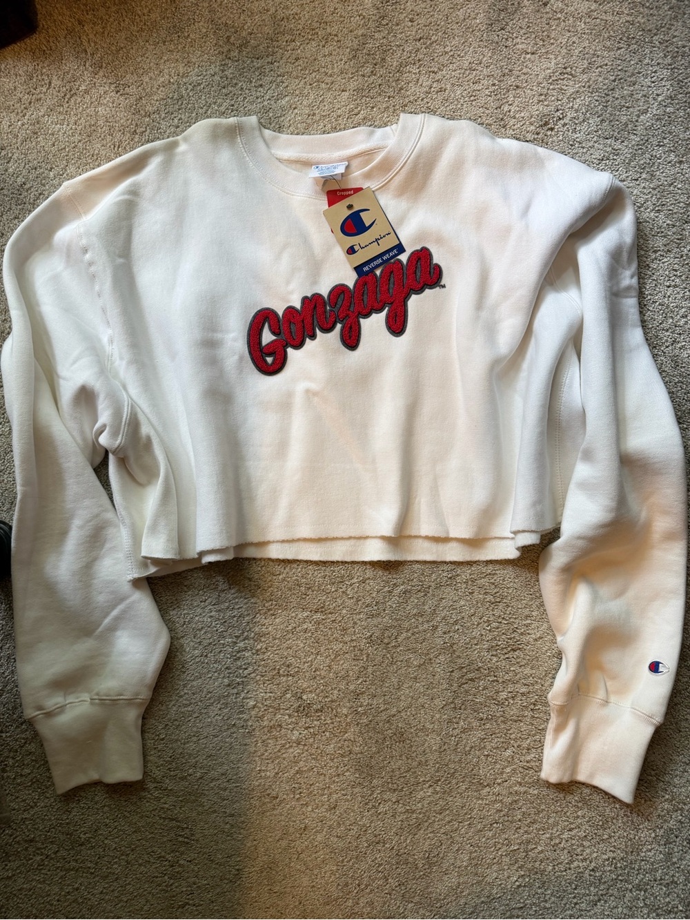 NWT Champion Reverse Weave Gonzaga Cropped Sweatshirt 2XL